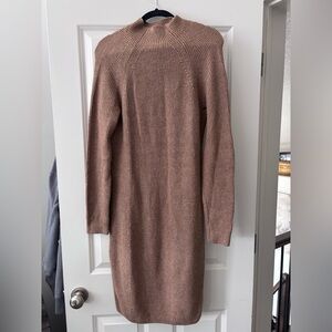 Brown Ribbed Knit Dress